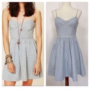 Free People Railroad striped bustier denim dress